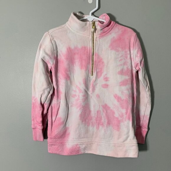 Crewcuts Other - 5/$25 Crewcuts Girls Pink Tie Dye Quarter Zip Sweatshirt Mock Neck Size S 6-7